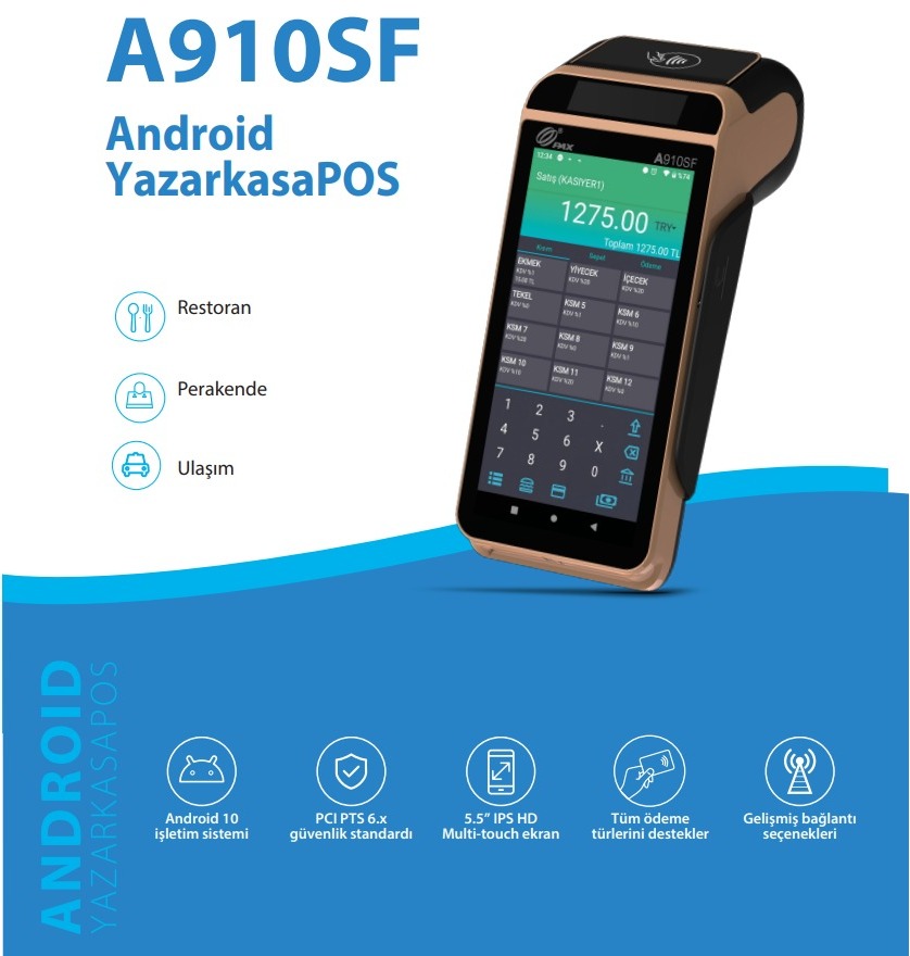 PAX A910 SF MOBİL YAZARKASAPOS 